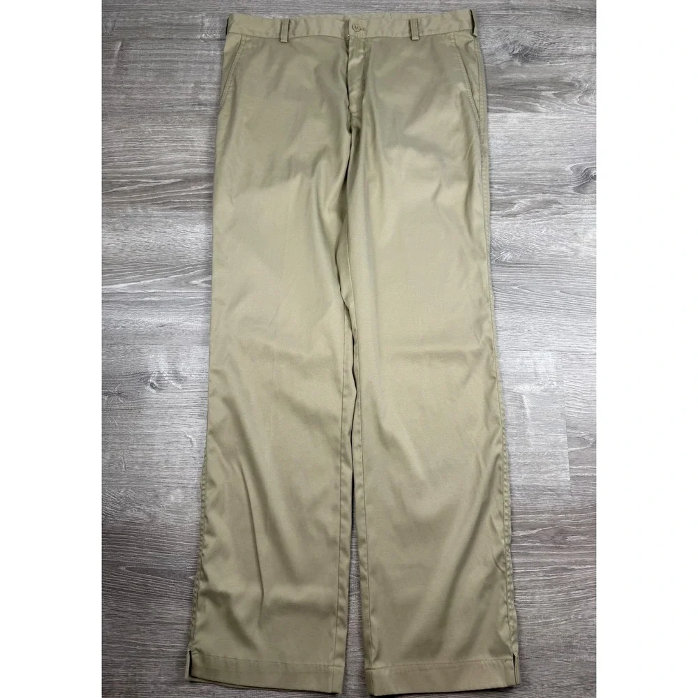 Nike Golf Dri-FIT Pants Mens 36x34 Khaki Tan Flat Front Performance Slacks
